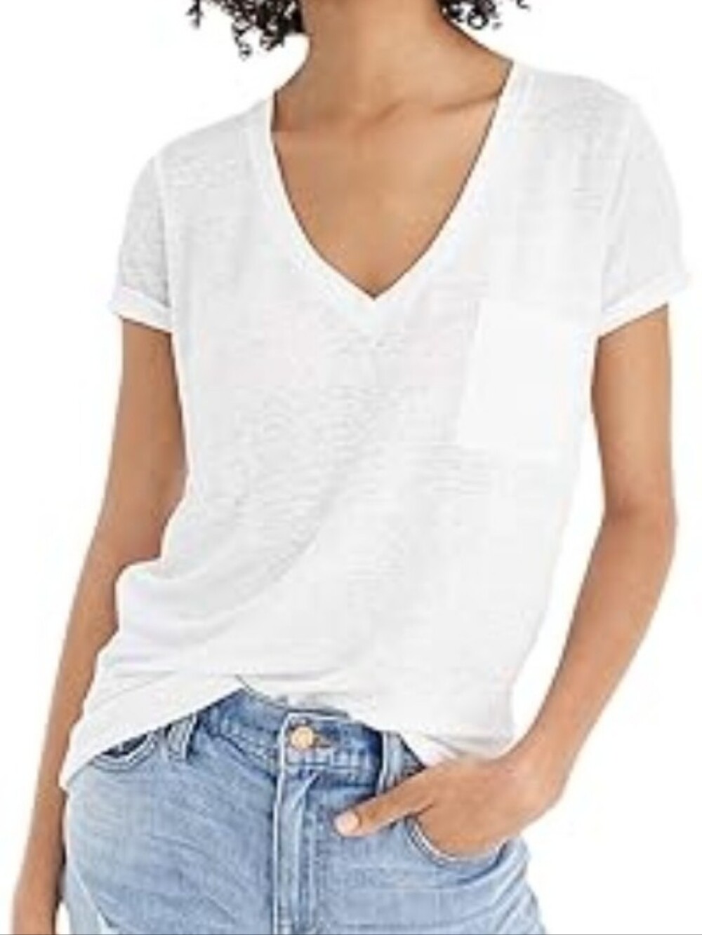 J. Crew White V-Neck Short Sleeve Tee